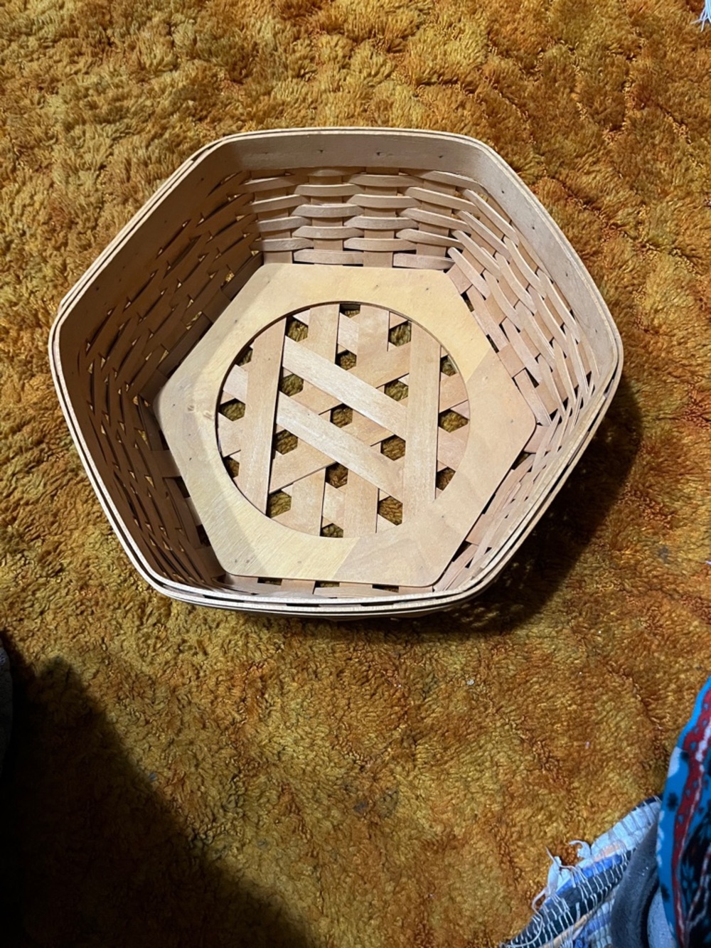 Longaberger Hexagonal Woven Basket - Light Tan vintage